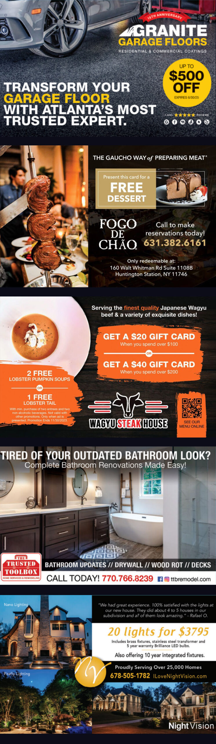 A long image with 5 City Publication postcard designs