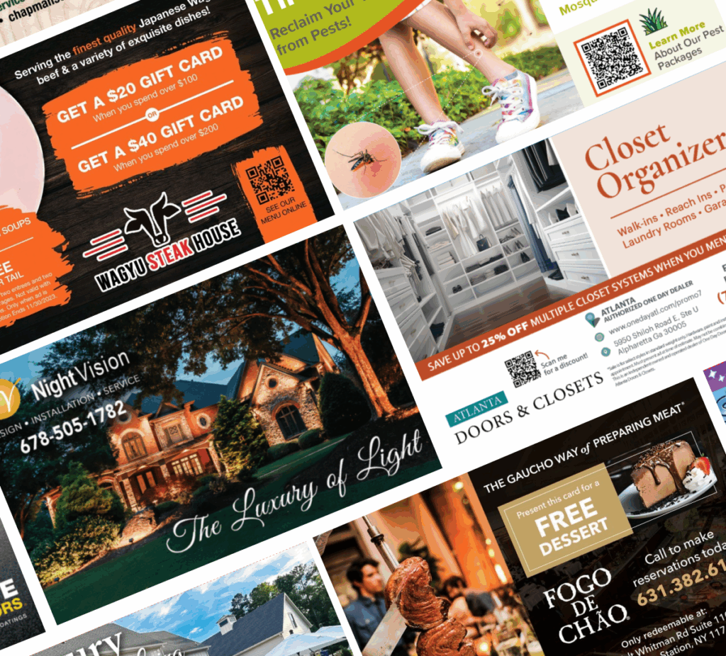 A group of city publications postcard designs