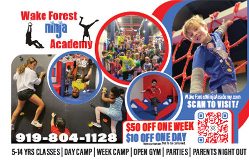 Wake forest ninja academy postcard design