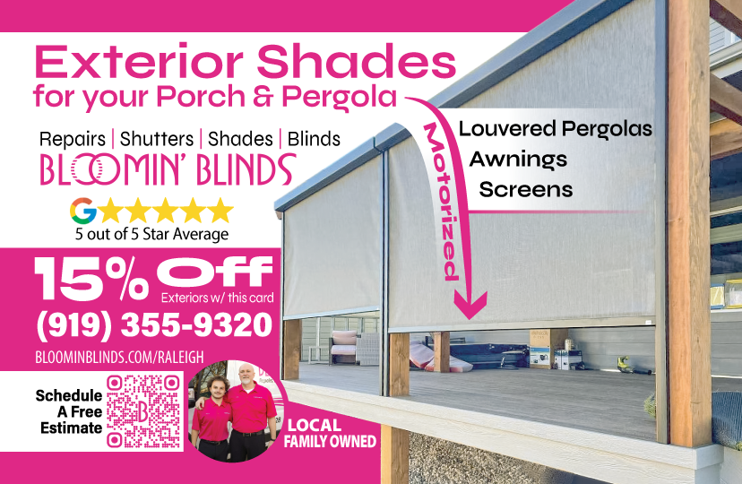 bloomin blinds raleigh FRONT direct mail post card advertising marketing company