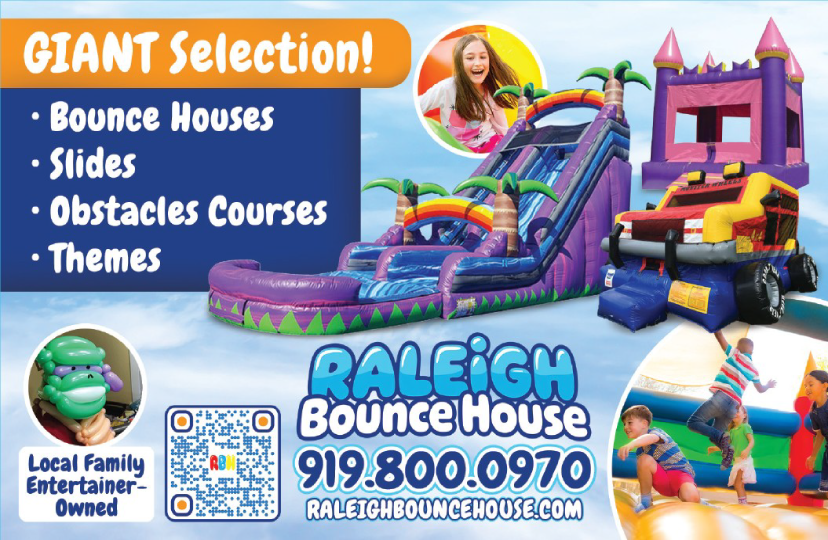raleigh bounce house rentals direct mail post card in raleigh back of card