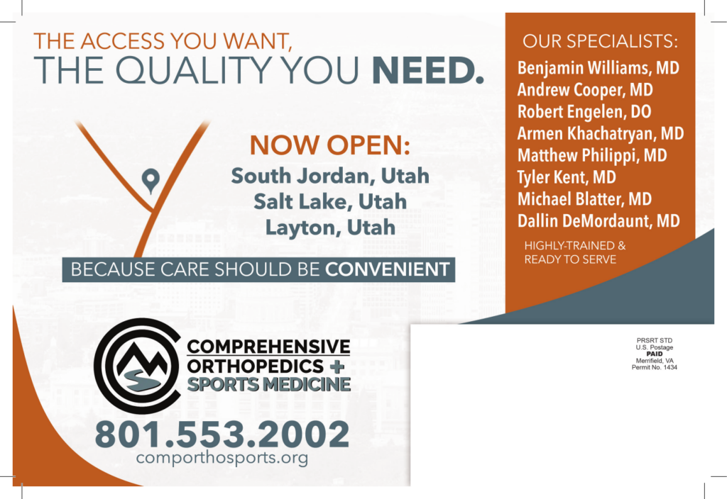 Comprehensive Orthopedics + Sports Medicine postcard back